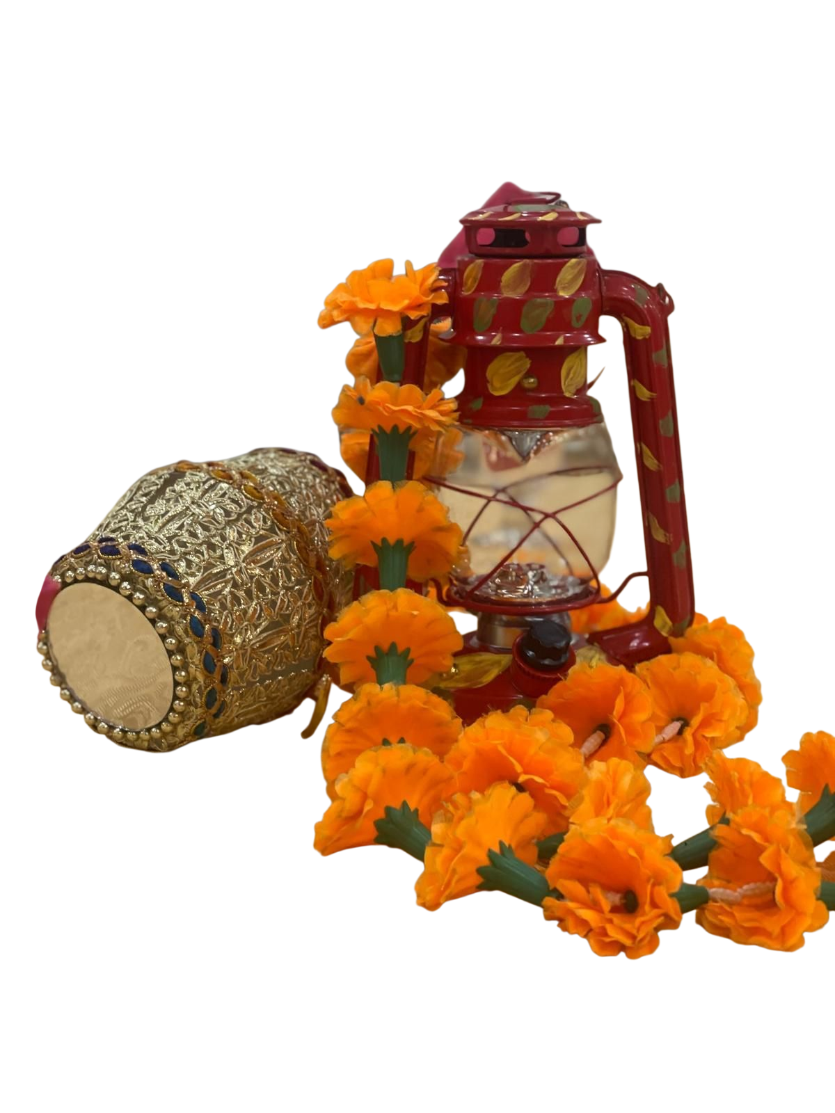 Traditional Marigold Lantern Centerpiece