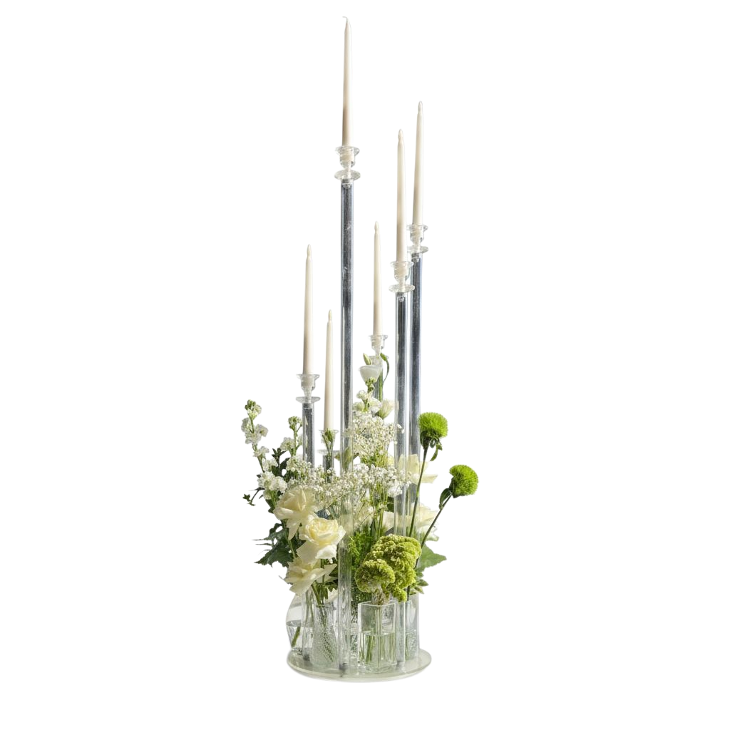 Modern Glass Candle & Floral Centerpiece