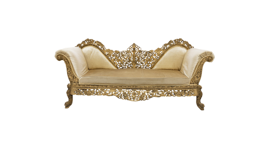 Royal Gold Carved Wedding Sofa – Luxury Reception & Stage Seating