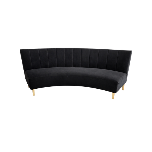 Curved Velvet Channel-Tufted Sofa with Gold Legs