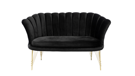 Shell Velvet Loveseat with Gold Legs