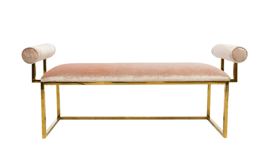 Blush Velvet Bench with Gold Frame