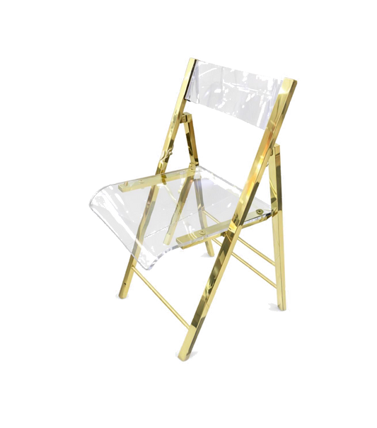 Clear Acrylic Gold Folding Chair