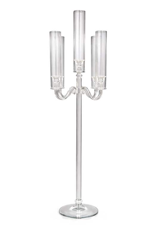 Elegant Clear Glass 3-Arm Candelabra Centrepiece