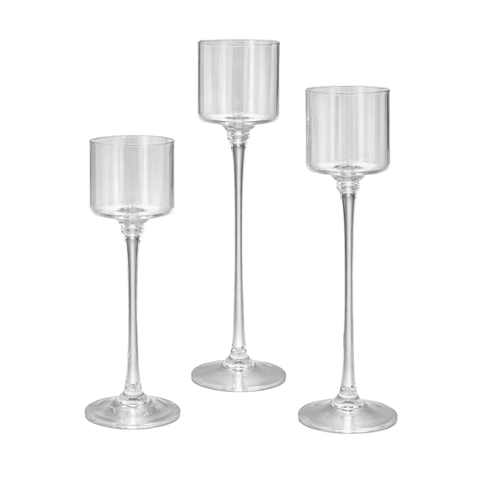 Luxury Clear Glass Candle Holder Stand Set