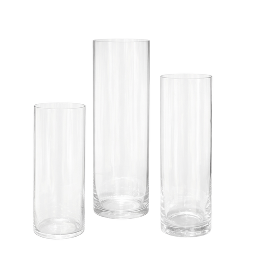 Luxury Clear Glass Cylinder Vase Candle Stand Set