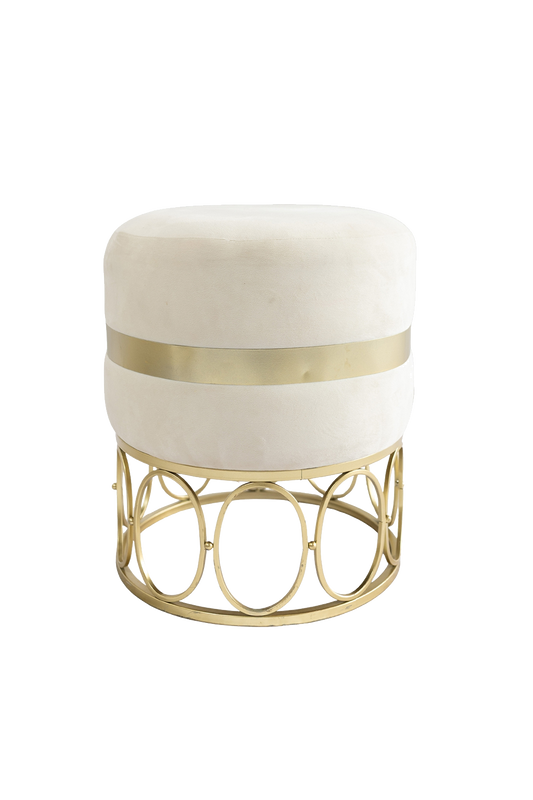 Velvet Ottoman with Gold Band Base