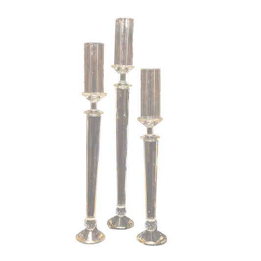 Luxury Crystal Hurricane Candle Stand Set (3 Heights)
