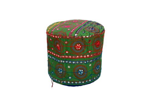 Boho Embroidered Accent Ottoman Rental