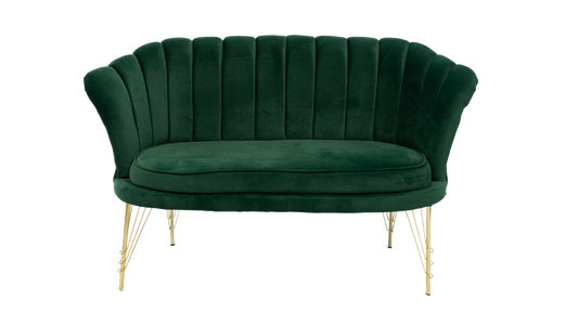 Shell Velvet Loveseat with Gold Legs