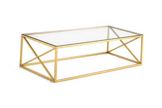 Luxury Gold Geometric Glass Coffee Table