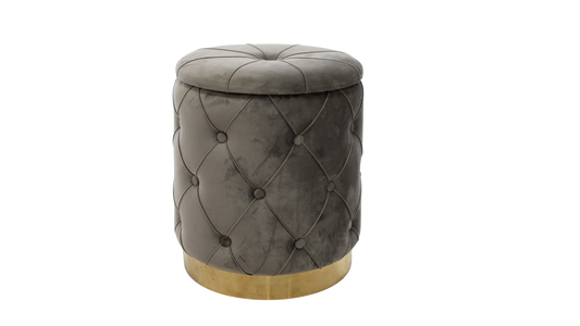 Tufted Velvet Ottoman with Gold Base