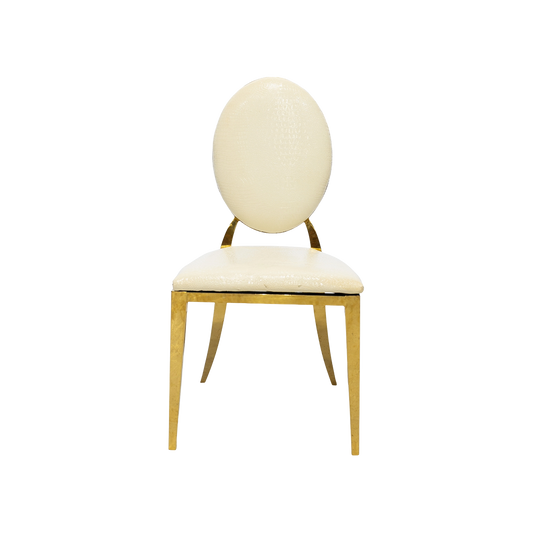 White Oval Back Accent Chair