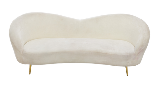 Cloud Curved Velvet Lounge Sofa with Gold Legs