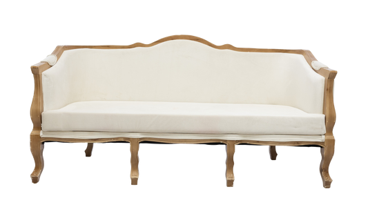 Vintage Ivory Wood Frame Sofa