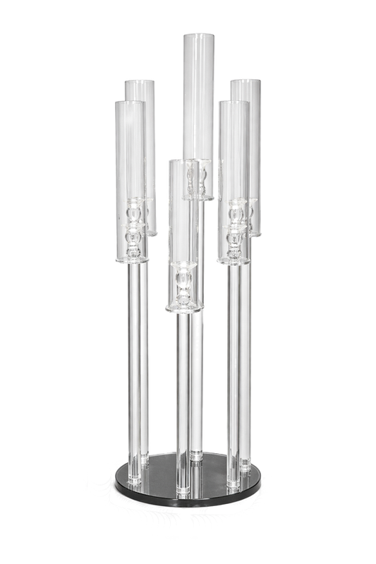 Modern Glass Cylinder Multi-Arm Candelabra Centrepiece