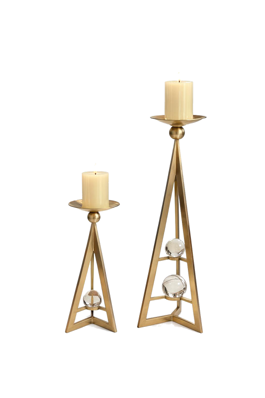 Modern Gold Geometric Candle Stand Set