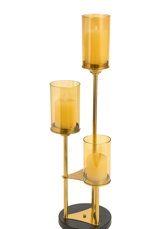 Modern Gold Triple Candle Stand Centerpiece