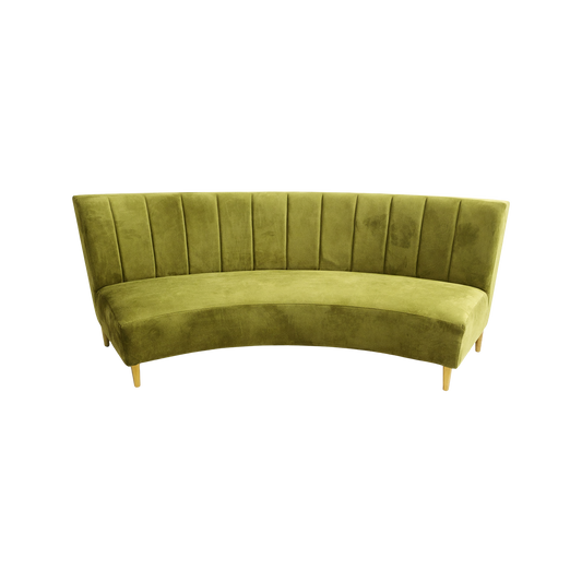 Curved Velvet Channel-Tufted Sofa with Gold Legs