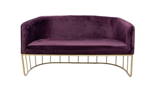 Plum Velvet Lounge Sofa with Gold Base