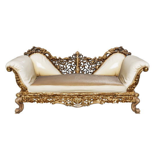 Royal Gold Carved Wedding Sofa – Luxury Reception & Stage Seating