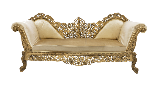 Royal Crown Hand-Carved Gold Loveseat