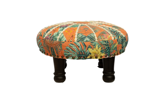 Floral Upholstered Ottoman Stool