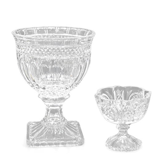 Vintage Glass Pedestal Flower Bowl Centrepiece